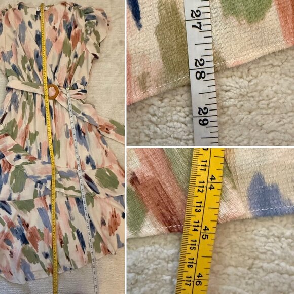 Sofia Jeans Sofia Vergara Ruffle Faux Wrap Midi Dress Size M Pastel Multicolor - Picture 12 of 13